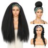 WIGNEE 26 Inches Kinky Straight Headband Wig for Women Yaki Straight Wigs with Black Headband Kinky Afro Wigs For Black Women