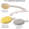 LFJ 3 in 1 Back Bath Brush Set for Shower, 19" Long Handle Body Brush, Bath Sponge and Pumice Gentle Exfoliation and Improved Skin Health, Suitable for Men and Women