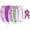 7 Pcs Fashion Headbands for Women with Satin Scrunchies Purple Headbands for Girls Pearl Headbands for Women Trendy Padded Headband Thin Headbands for Women Croquette Aesthetic Cute Accessories