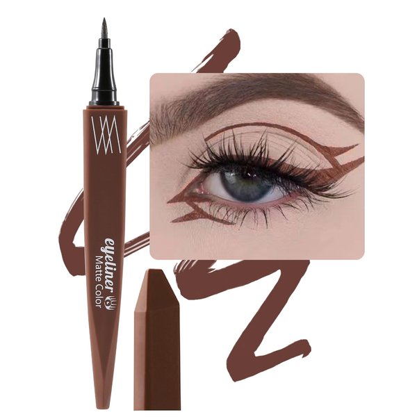 Erinde Brown Liquid Eyeliner Pencil, Waterproof Matte Eye Liner Makeup, Quick Drying Long-Lasting Eyeliner Pen Smudge-proof with Ultra-Fine Tip, 06# Brown
