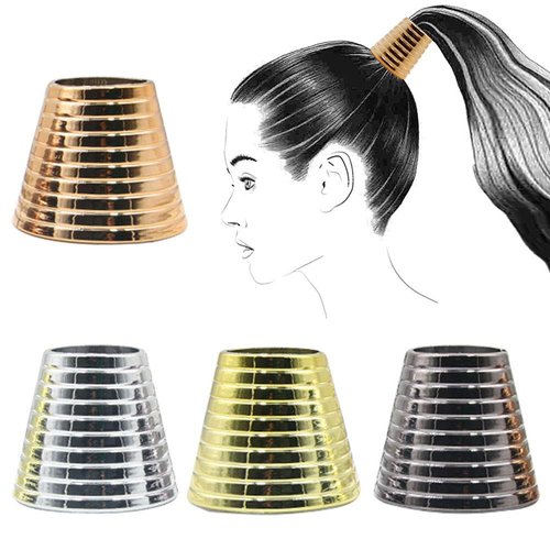 Fodattm Set of 4 Lady Women Fashion Punk Gothic Plastic Ponytail Holder Ponytail Cuff Hair Cuff Hair Rings Hair Clips (A#)