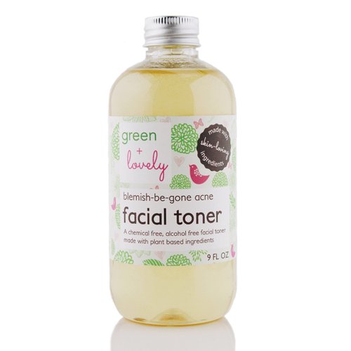 Blemish Be Gone Acne Facial Toner, Naturally Derived Acne Solution for Teens, Kids, and Adults with Apple Cider Vinegar, Witch Hazel, Bergamot - Zero Harsh Chemical Acids, 9 oz - green + lovely
