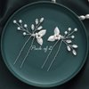 Asooll Pearl Bride Wedding Hair Pins Silver Leaf Bridal Hair Pieces Crystal Hair Clips Rhinestone Hair Accessories for Women and Girls(Pack of 2)