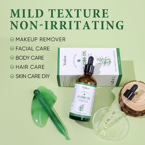 Yeokoe Jojoba Oil Pure Cold Pressed & Unrefined Gua Sha for Healthier hair & Smoother skin Base Carrier Moisturizing Oil 3.52oz/100ml