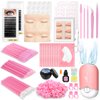 DIY Lashes Extension Kit，227 PCS Eye Lash Extension Starters Kit Lash Extension Training Supplies: Lash Mannequin Head, Removable Eyelids, Lash Glue Rings Fan, Lash Kits for Practice Grafting Makeup