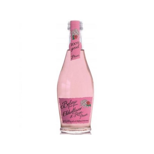 Belvoir Fruit Farms Elderflower & Rose Lemonade, All Natural and Organic Fruit Juice, Cocktail Mixer, 8.4 fl oz (12 Glass Bottles)