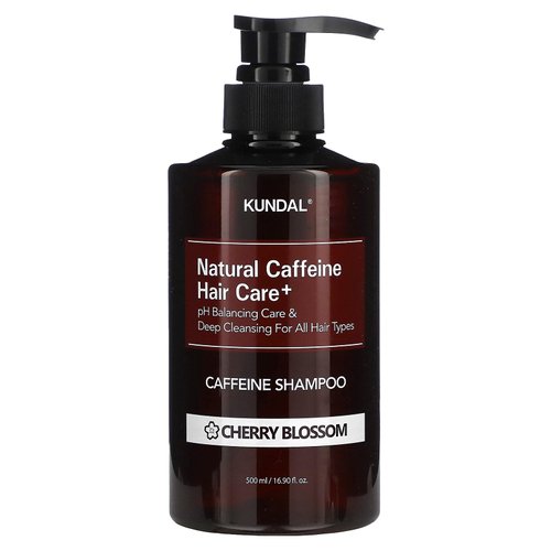 [KUNDAL] Caffeine Hair regrowth Shampoo [Cherry Blossom Scent] Scalp Care, Deep Cleansing, Hair Growth Enhancement, Suitable for All Hair Types 16.9Fl Oz (500ml)