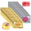 Permotary 15 Pairs Collagen Crystal Eye Mask and 15 Pcs Collagen Crystal Lip Mask, Under Eye Patches and Lip Pads, Collagen Crystal Mask Set for Moisturizing, Reducing Fine Lines & Dark Circles