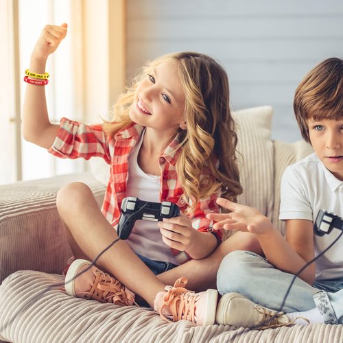 Lesnala 48 PCS Video game bracelet Video game silicone wristband Video game party wristband for Gamer Party Supplies Decorations Game Theme Party Kids Birthday Party Favors 6 Styles