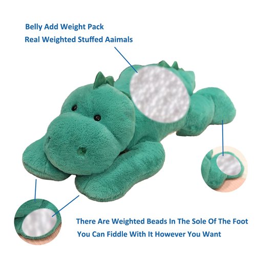 Weighted Stuffed Animals, Weighted Dinosaur Stuffed Animal Toy Dinosaur Weighted Plush Animals Throw Pillow Gifts for Boys Girls, 11.8 inch