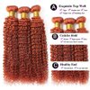 Ginger Kinky Curly Bundles Human Hair Color 350 Bundles Human Hair Orange Curly Hair Bundles Double Weft Remy Hair Wet and Wavy Bundles Soft and Silky for Black Women (16 18 20 inch,3 Bundles)