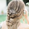 EVER FAITH Wedding Hair Comb for Bride Bridesmaid, Crystal Filigree Blooming Flower Cluster Leaf Bridal Headpiece Hair Accessories for Women and Clear Silver-Tone