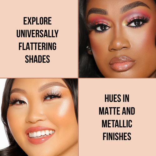 Glamazon Eyeshadow Palette, Nubian Queen, 12 Pigmented Shades, Blendable Matte and Shimmer Eye Makeup Set, Warm Tones