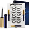 Magnetic Eyelashes with Eyeliner Kit - DUOERLA Magnetic Lashes with Eyeliner Natural Looking - 3 Tubes Magnetic Eyeliner and Lashes Kit, 7 Pairs 3D Reusable 5 Magnet False Eyelashes Easy to Apply.