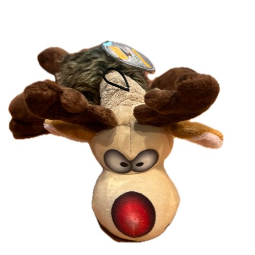 Ruffian Reindeer Dog Toy Premium Holiday Tough Plush w/Mini Tennis Ball & Squeaker