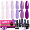 MEFA Purple Gel Nail Polish, 6 Colors Purple Gel Polish Set Pink Shimmer Purple Nail Polish Gel Soak Off Grape Lilac Violet Gel Nail Art Manicure DIY Salon Gifts for Women Girls