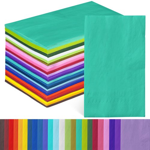 qiqee 24 Colors Paper Napkins Guest Paper Disposable Towels Napkin Paper Hand Towels for Wedding, Dinner, Birthday Party, Dessert Cocktail ＆ Kitchen Napkins(120 Count, 13 * 16inch）