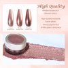 Laza Chrome Nail Powder Mirror Effect Metallic Dust Holographic Glitter Glazed Manicure Decoration Reflective Pigment for DIY Gel Polish Nail Art, Resin Craft, Gifts - Rose Gold