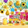 Honey Bumble Bee Hanging Swirl Decorations, 32PCS Bee Party Decorations Foil Ceiling Streamers Honey Bee Themed Kids Birthday Party Baby Shower Gender Reveal Bridal Shower 1st Bee Day Party Decor
