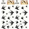 Black Swallow Dove Bird Temporary Tattoo Sticker Decal Festival Body Paint Waterproof Arm Leg Chest Shoulder Fake Tattoos Men Women (Pack 2 PCS.)