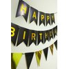 Black Happy Birthday Banner with Pennant Banner Flags, Black Gold Happy Birthday Sign, Black Birthday Party Decorations, Bunting Banner with Shiny Gold Letters, DIY Party Supplies (Black)