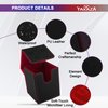 YAXAZA MTG Deck Box with Commander Display Window, Card Deck Box Fits 100+ Double Sleeved Cards, TCG Strong Magnetic PU Leather Box with 2 Dividers and 1 Toploader (Black & Red)