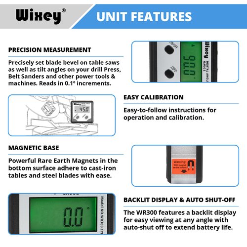Wixey Digital Angle Gauge Type 2 with Magnetic Base and Backlight…