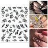 5 Sheets Black Snake Nail Art Stickers White Black Flower Big Snake Nail Decals Red Love Heart Nail Art Supplies Butterfly Star Moon Leaf Nail Art Design Decoration Accessories for Women Manicure