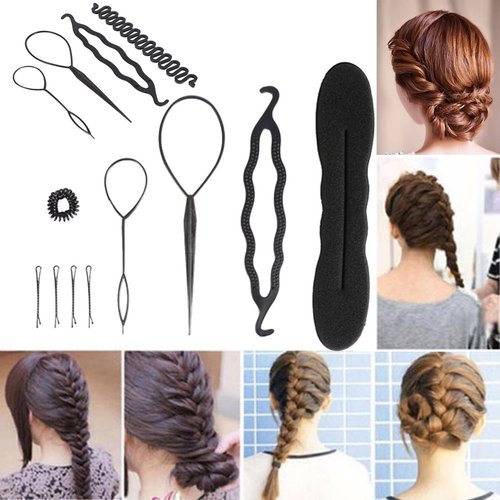 Hair Bun Maker, Hair Styling Accessories, Hair Braiding Tool, Hair Maker Accessories, Braiding Hair Supplies, Hair Bun Maker Braiding Styling Disk DIY Tools (#1(4PCS))