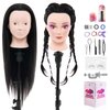 Neverland Beauty Mannequin Head with 50% Real Human Hair, 24 Inch Makeup Cosmetology Manikin Practice Head with Hair, Braiding Hairdressing Doll Head for Hair Styling with False Eyelashes #1B