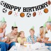 Sports Happy Birthday Banner, Multi Sport Party Decorations, Football Soccer Basketball Baseball Happy Birthday Bunting Sign, Rookie Year Party Decorations