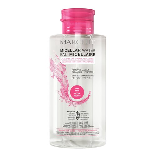 Marcelle Micellar Water, Waterproof, All Skin Types, Long-Lasting Makeup Remover, Argan Oil, Sensitive Skin and Eyes, Alcohol-Free, Fragrance-Free, Hypoallergenic, Cruelty-Free, 13.5 Fl. Oz.