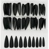 LoveOurHome 100pc Stiletto Press on Nails Long Matte Artificial False Nails Full Cover Acrylic Nail Tips Halloween Manicure Design Decor for Women Girls Salon Home DIY (Black)
