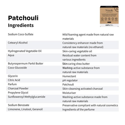 Niyok Natural Cosmetics Shower Bar 3-Pack including Green Touch Shampoo + Conditioner 80g, Patchouli Face Wash Bar 80g, Athletic Grey 4-in-1 Shower Bar 80g