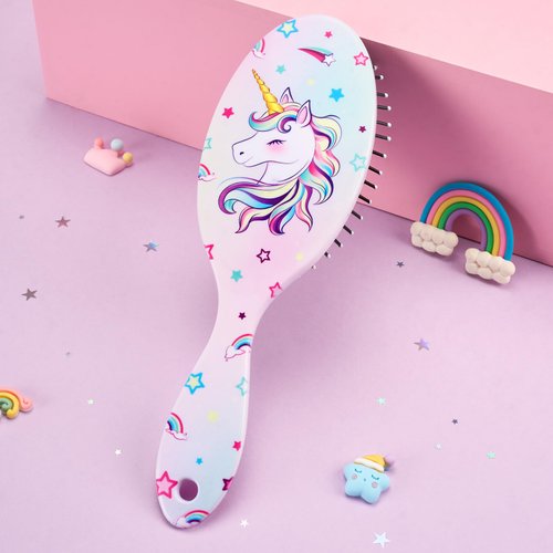 Unicorn Hair Brush for Toddlers - Suitable for Dry & Wet, Curly, Thick & All Hair Types, Perfect for Girls and Kids