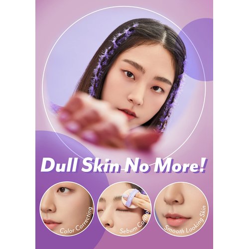 I'M MEME Compact - Purple Cotton Tone Control Pact | With Purple Berry Complex, Mineral, Setting Powder, Translucent, for Smooth and Even Complexion, Blurring Effect, Sebum Free, Gift, 0.33 Oz