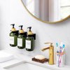 VITVITI Shampoo and Conditioner Dispenser, Body Wash Shower Soap Dispenser Wall Mounted 3 Chamber, Drill Free 17oz Plastic Shower Bottles for Bathroom, Dark Green 3 Sets