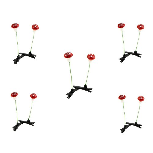 5 Pair Red Men Boy Funny Sprout Bean Mushroom Hair Clip Barrettes for Women Girl Can Be Used for School and Family Gatherings