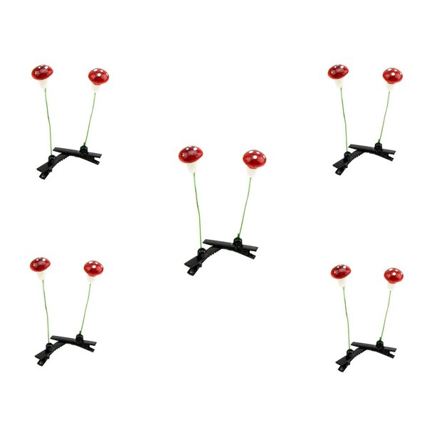 5 Pair Red Men Boy Funny Sprout Bean Mushroom Hair Clip Barrettes for Women Girl Can Be Used for School and Family Gatherings