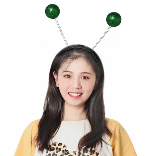 jiebor 10Pcs Alien Headband Martian Antennas Headband Space Costume Accessories Glitter Ball Head Boppers for Party Women Green