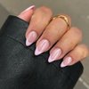 30 Pieces Fake Nails Short Almond Press on Nails Light Pink French Tip Nails for Women Real Nude Glue on Nails Short Acrylic Nails Press on Natural Gel Stick on Nails Strong False Nails Set for DIY
