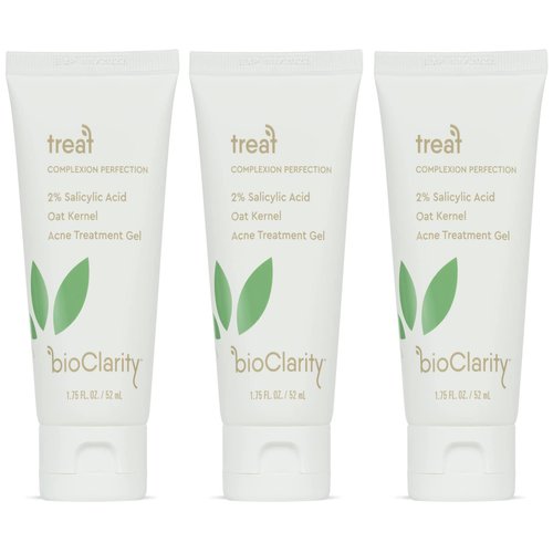 bioClarity Acne Treatment Gel | 2% Salicylic Acid + Moisturizing Oat Kernel | 100% Vegan, Clean Ingredients | 1.75 Fl Oz (Pack Of 3)