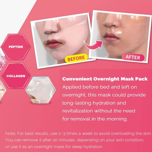PS.PRETTYSKIN Hydrogel Overnight Collagen Korean skin care Sheet Mask (Pack of 5) with 400 Dalton Low Molecular Collagen + Panthenol for Calming, Moisture, Elasticity