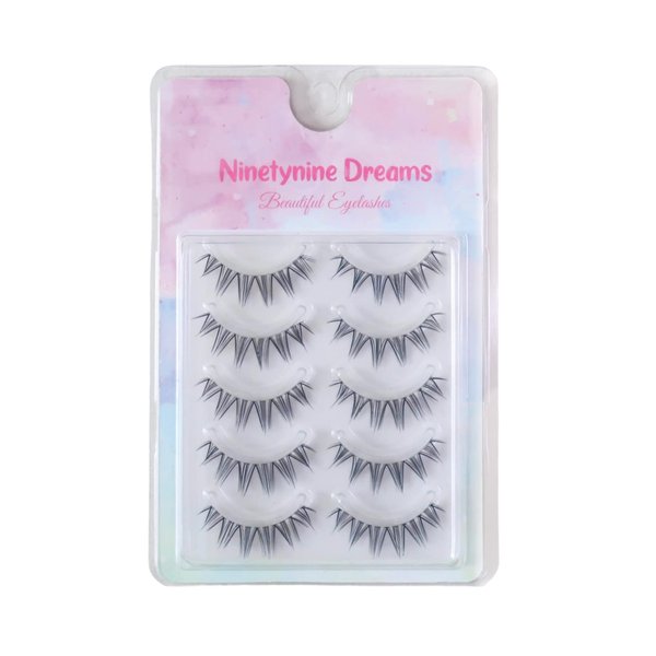 Ninetynine Dreams 5 Pairs Manhua Manga Style False Eyelashes 3D Lightweight Natural Comfortable Clear Band Daily Anime Manga Eyelashes Fluffy Soft Eyelashes Packs