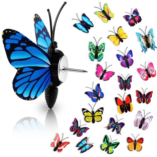 Butterfly Thumb Tacks Decorative Push Pins Butterfly Push Pins Colorful Cute Pushpins for Photo Wall Cork Board Bulletin Board Home Wall Random Pattern Decorations(30 Packs)