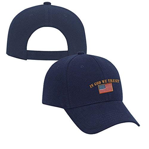 Baseball Cap in God We Trust American Flag Embroidery Countries Acrylic Hats for Men & Women Strap Closure Navy