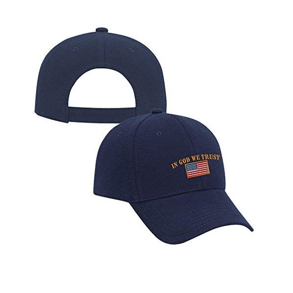 Baseball Cap in God We Trust American Flag Embroidery Countries Acrylic Hats for Men & Women Strap Closure Navy