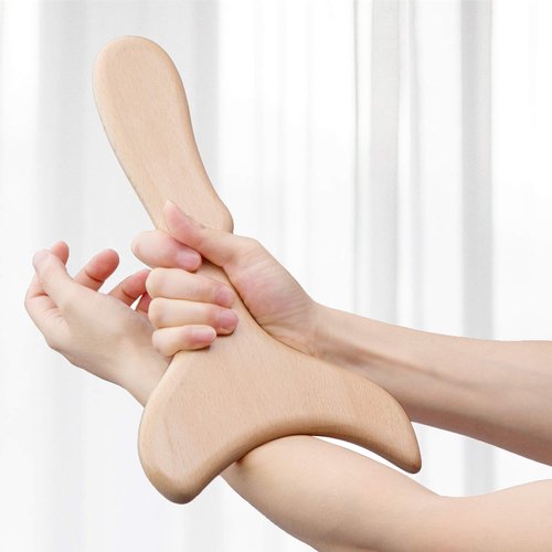 Allshow Wooden Gua Sha Tools Professional Lymphatic Drainage Tool Wood Therapy Massage Tools for Maderoterapia (Burlywood)