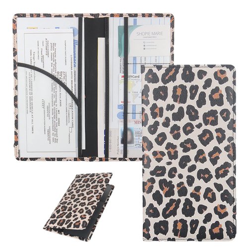 ShaggyDogz Car Registration and Insurance Card Holder with Magnetic Closure, Premium PU Leather License Registration Holder for Driver License, Insurance Card, Paperwork, Men & Women (Snow Leopard 1)