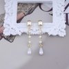 Sttiafay Vintage Crystal Pearl Dangle Earrings Teardrop Pearl Drop Earrings Long Tassel Pearl Earrings Gold Cz Square Stud Earrings Jewelry for Women